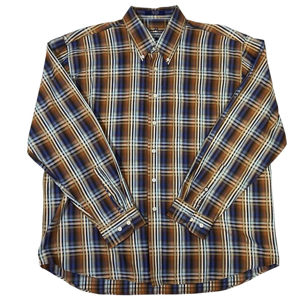 Alan Flusser Plaid Long Sleeves Button Down Shirt Size XXL